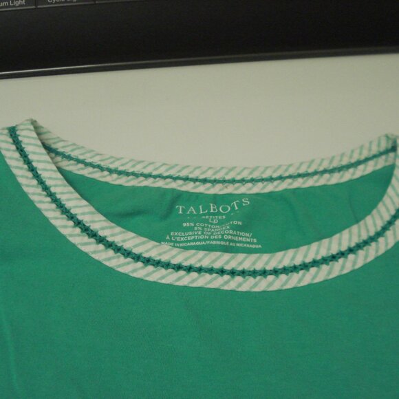 Talbots Petites 3/4 Sleeve Green Pullover Top Size LP - Picture 3 of 8